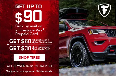 Firestone Tire get up to $90 Rebate back offer